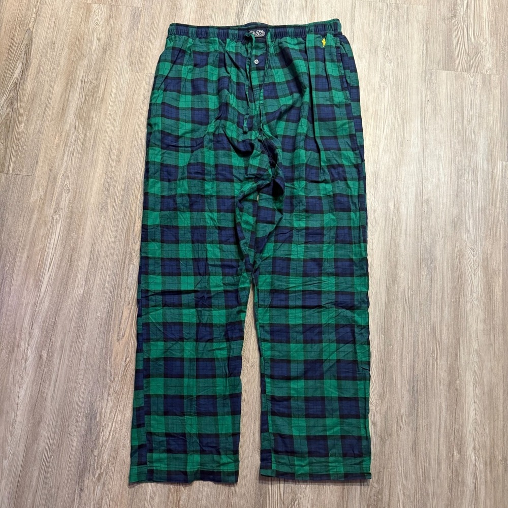 Polo Ralph Lauren Sleepwear Mens XL‎ Green Plaid Flannel Sleep Pants